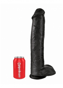 Pipedream King Cock - dildo realistyczne GRUBY OLBRZYM czarne PVC jądra - 38cm (15")