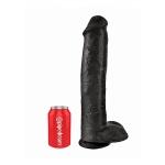 Pipedream King Cock - dildo realistyczne GRUBY OLBRZYM czarne PVC jądra - 38cm (15")