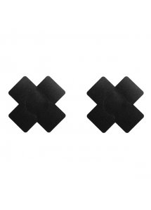 Nakładki osłonki na sutki krzyż - Bye Bra X Nipple Covers Black One-Size  