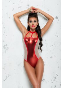 Seksowne Body Wyszczuplające Ze Złotymi Dodatkami Odette - Me Seduce Czerwony