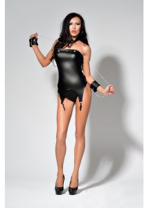 Seksowny Zestaw Body Opaski Na Nadgarstki I Obroża Catty - Me Seduce Czarny