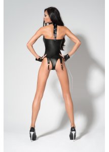 Seksowny Zestaw Body Opaski Na Nadgarstki I Obroża Catty - Me Seduce Czarny