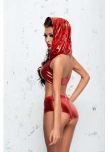 Seksowne Szorty Z Suwakiem W Kroku I Stanik Z Kapturem Yvette - Me Seduce Czerwony