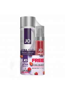 System JO - Lubrykant silikonowy Xtra Silky 120 ml + Free Żel Oralny Truskawkowy 30 ml