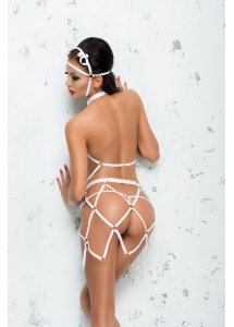 Spódniczka I Bluzka Z Gumek Ze Złotymi Łącznikami Anita - Me Seduce Biały