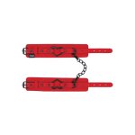 Sportsheets - Kajdanki Na Ręce Ze Skóry Wegańskiej Z Sercami Czerwone