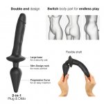 Strap On Me - Korek Analny Z Realistycznym Dildo Z Żyłkami XXL 2W1 Czarne