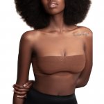 TAŚMA DO CIAŁA UNOSZĄCA BIUST + 3 PARY SATYNOWYCH NAKŁADEK NA SUTKI CIEMNY BRĄZ