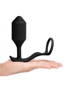 Wibrujący korek analny z pierścieniem na penisa - B-Vibe Vibrating Snug & Tug XL
