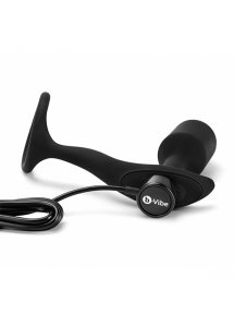 Wibrujący korek analny z pierścieniem na penisa - B-Vibe Vibrating Snug & Tug XL