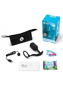 Wibrujący korek analny z pierścieniem na penisa - B-Vibe Vibrating Snug & Tug XL