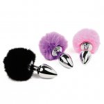 Korek analny metalowy ogonek - FeelzToys Bunny Tails Butt Plug   Fioletowy
