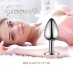 Korek analny stalowy z kamieniem naturalnym - La Gemmes Butt Plug Kwarc Różowy