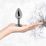 Korek analny stalowy z kamieniem naturalnym - La Gemmes Butt Plug Kwarc Czarny Obsydian