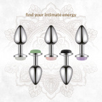 Korek analny stalowy z kamieniem naturalnym - La Gemmes Butt Plug Kwarc Czarny Obsydian