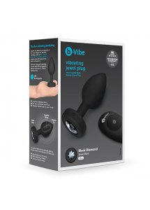 Korek analny wibrujący z klejnotem - B-Vibe Vibrating Jewel Plug M/L Czarny