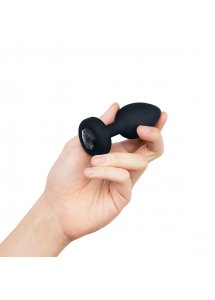 Korek analny wibrujący z klejnotem - B-Vibe Vibrating Jewel Plug M/L Czarny