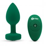 Korek analny wibrujący z klejnotem - B-Vibe Vibrating Jewel Plug M/L Zielony