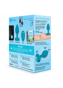 Korek analny wibrujący z klejnotem - B-Vibe Vibrating Jewel Plug S/M Niebieski