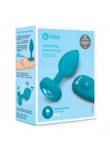 Korek analny wibrujący z klejnotem - B-Vibe Vibrating Jewel Plug S/M Niebieski