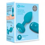 Korek analny wibrujący z klejnotem - B-Vibe Vibrating Jewel Plug S/M Niebieski
