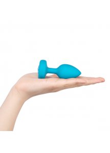 Korek analny wibrujący z klejnotem - B-Vibe Vibrating Jewel Plug S/M Niebieski