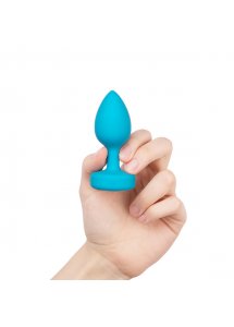 Korek analny wibrujący z klejnotem - B-Vibe Vibrating Jewel Plug S/M Niebieski