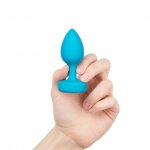 Korek analny wibrujący z klejnotem - B-Vibe Vibrating Jewel Plug S/M Niebieski