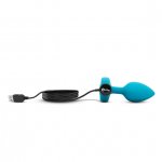 Korek analny wibrujący z klejnotem - B-Vibe Vibrating Jewel Plug S/M Niebieski