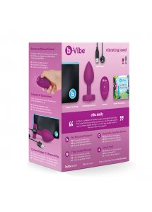 Korek analny wibrujący z klejnotem - B-Vibe Vibrating Jewel Plug S/M Różowy