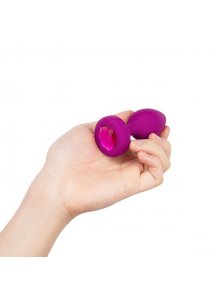 Korek analny wibrujący z klejnotem - B-Vibe Vibrating Jewel Plug S/M Różowy