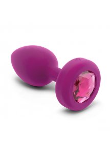 Korek analny wibrujący z klejnotem - B-Vibe Vibrating Jewel Plug S/M Różowy