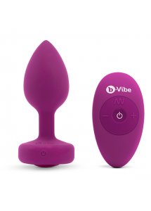 Korek analny wibrujący z klejnotem - B-Vibe Vibrating Jewel Plug S/M Różowy
