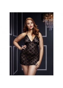 Koronkowa koszulka z rozciętym biustem - Baci Black Lace Babydoll  