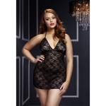 Koronkowa koszulka z rozciętym biustem - Baci Black Lace Babydoll  
