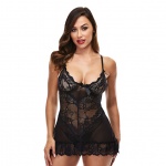 Zestaw Koszulka i stringi - Baci Mini Lace Chemise Black M/L