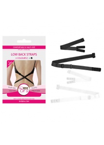 Krzyżak do biustonosza 2 haftki - Bye Bra Flexible Low Back Straps 2-Hook Czarne i Białe