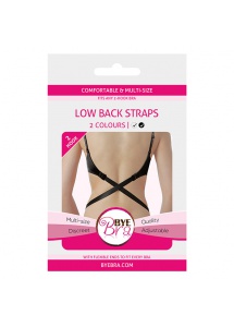 Krzyżak do biustonosza 2 haftki - Bye Bra Flexible Low Back Straps 2-Hook Czarne i Białe