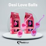 Kulki stymulujące z serduszkiem Feelz Toys - Desi Love Balls Pink różowe