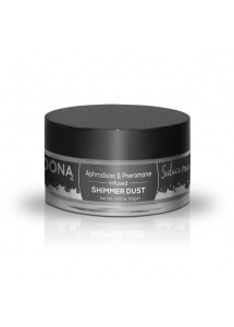 Lśniący jadalny puder do ciała z feromonami - Dona Shimmer Dust 25 ml Srebrny
