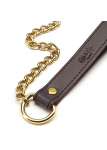 Luksusowa ZŁOTA smycz skórzana - Coco de Mer Leather Lead Brown  