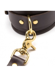 Luksusowe kajdanki ze skóry - Coco de Mer Leather Wrist Cuffs L/XL Brown  