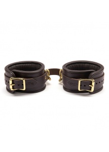 Luksusowe kajdanki na nogi skórzane - Coco de Mer Leather Ankle Cuffs Brown  