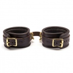 Luksusowe kajdanki na nogi skórzane - Coco de Mer Leather Ankle Cuffs Brown  