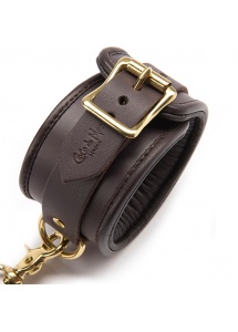 Luksusowe kajdanki na nogi skórzane - Coco de Mer Leather Ankle Cuffs Brown  