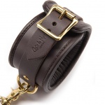 Luksusowe kajdanki na nogi skórzane - Coco de Mer Leather Ankle Cuffs Brown  