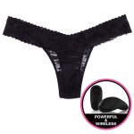 Majteczki wibrujące - Secrets Vibrating Panties Lace Thong Czarny S/M
