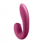 Masażer bezdotykowy łechtaczki i wibrator punktu G - Satisfyer Sunray Insertable Double Air Pulse Vibrator Wiśniowy