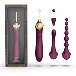 Masażer łechtaczki z nakładką analną i do punktu G - Zalo - Bess 2 Clitoral Vibrator   Fioletowy