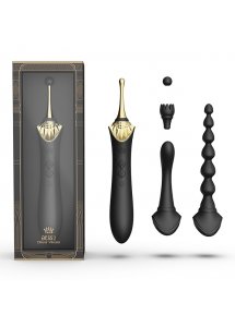 Masażer łechtaczki z nakładką analną i do punktu G - Zalo - Bess 2 Clitoral Vibrator   Czarny
